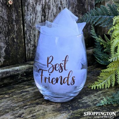 Rose Gold Stemless Wine Glass - Best Friends