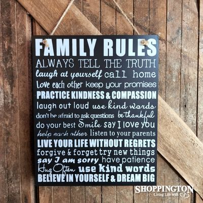 Wooden Novelty Sign - Family Rules