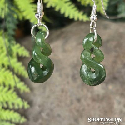 Earrings - Pounamu Double Twist 20mm