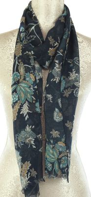 Scarf - Floral Earth - Navy