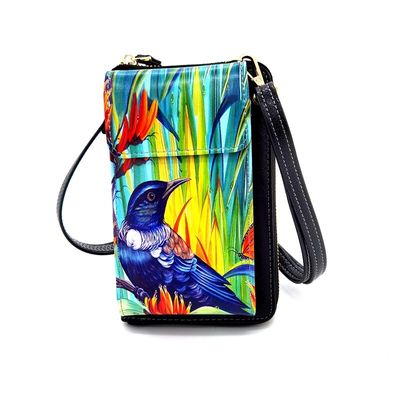 Leather NZ Print Cellphone Shoulder Bag - Tui - Irina Velman&rdquo;