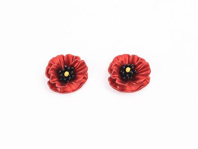 Earrings - Red Poppy Studs
