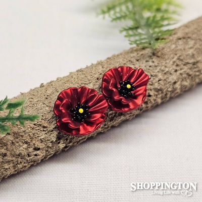 Earrings - Red Poppy Studs