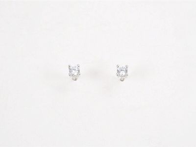 Earrings - Silver Plated Diamante Stud 3mm
