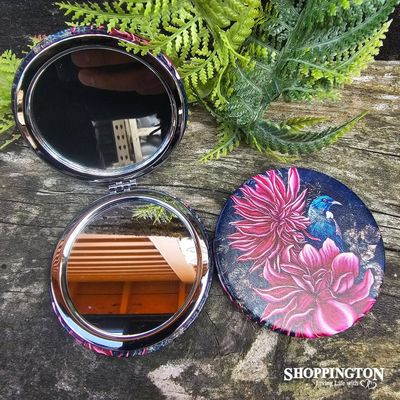 Compact Mirror NZ Print - Tui in Dahlia - Anita Madhav