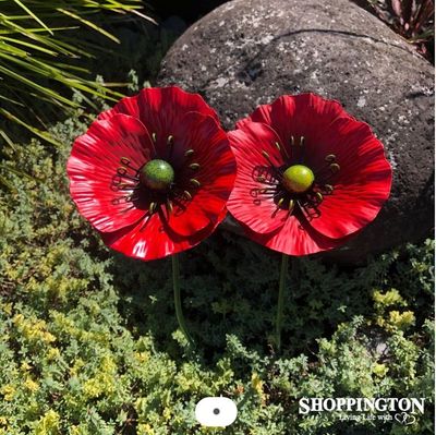 Garden Stake - Metal Poppy (L) 78cm