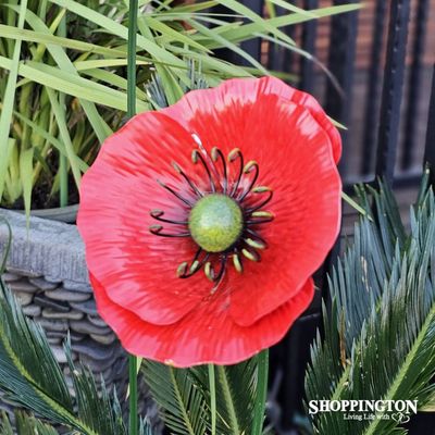 Garden Stake - Metal Poppy (L) 78cm