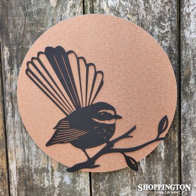 NZ Made Brushed Copper Circle - Fantail Wall Art