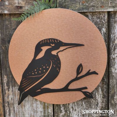 NZ Made Brushed Copper Circle - Kingfisher Wall Art
