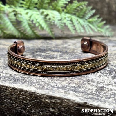 Magnetic Copper Bangle - Diamond Dot