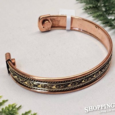 Magnetic Copper Bangle - Diamond Dot