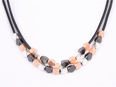 3 Tone Square Beads Necklace