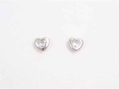 Earrings Rhodium Zircon Heart Studs silver