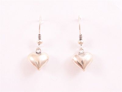 Earrings - Sterling Silver Puff Heart