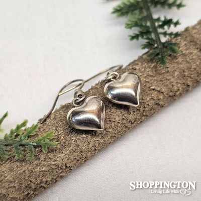 Earrings - Sterling Silver Puff Heart