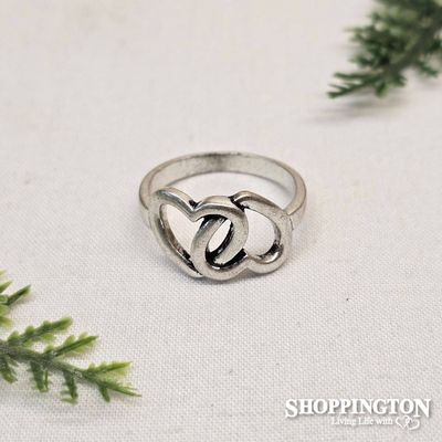 Ring double heart ox-silver