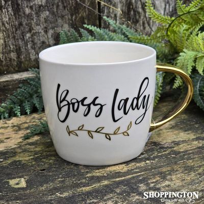 Mug Gold Handle- Boss Lady