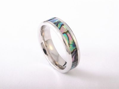 Ring - Stainless Steel Paua Bevelled