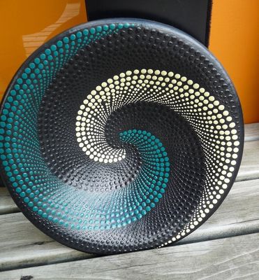 Pottery Dot Bowl - Coloured Koru / 30cm