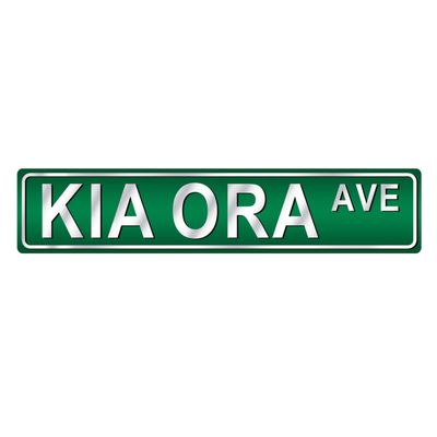 Kia Ora Ave Metal Street Sign