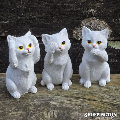 Set of 3 Cats - Hear/See/Speak No