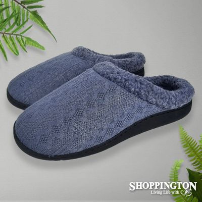 Memory Foam Slippers Grey/Blue