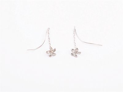 Earrings - Sterling Silver Thread Chain &amp; Flower