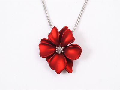 Necklace - Single Red Flower