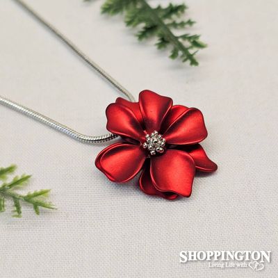 Necklace - Single Red Flower