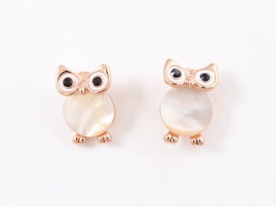 Earrings - Gold MOP Owls