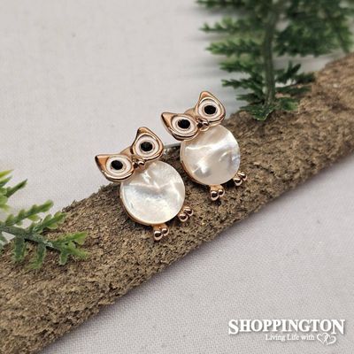 Earrings - Gold MOP Owls