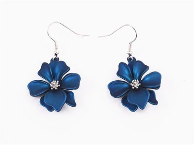 Earrings - Blue Single Flower