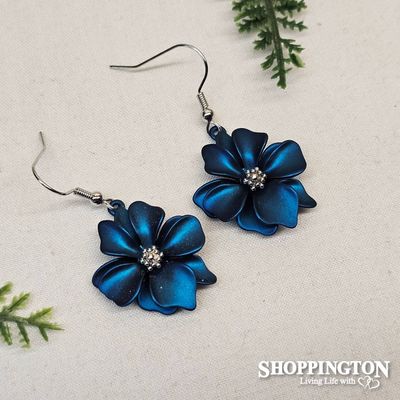 Earrings - Blue Single Flower