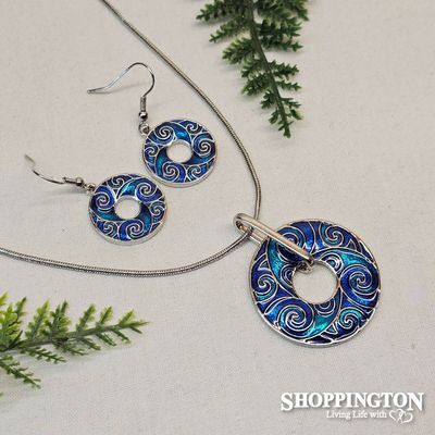 Necklace - Blue Koru Disc