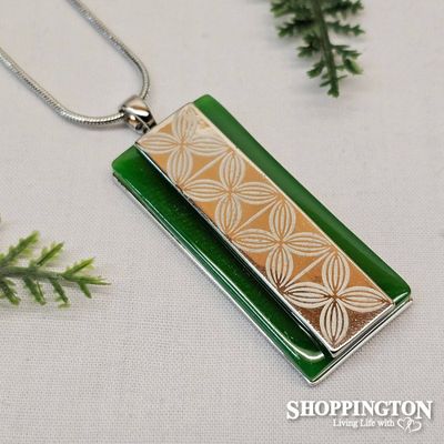 Necklace - Jade &amp; Laser Engraved Frangipani