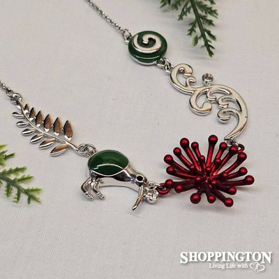 Necklace - Pohutukawa, Kiwi &amp; Koru