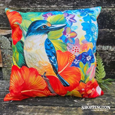 Cushion - NZ Print - Kingfisher - Irina Velman