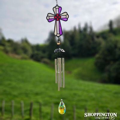 Wind Chime (stained glass look) - Cross