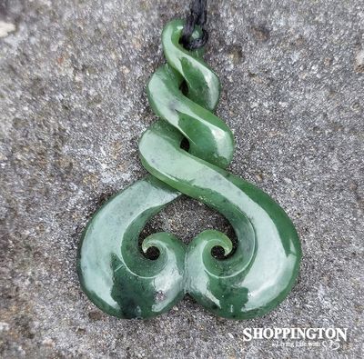 Pounamu Pendant - Double Twist Koru 70mm