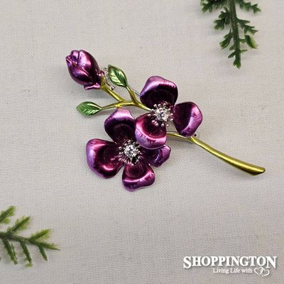 Brooch - Purple Flowers