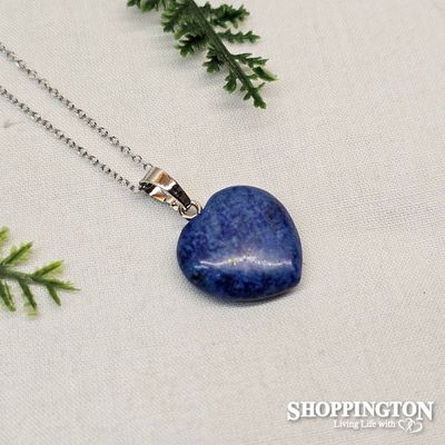 Necklace - Heart Shaped Lapis Lazuli 20mm