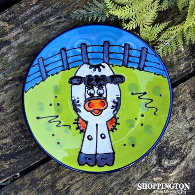 NZ Made Handpainted Side Plate / Cow (front facing)