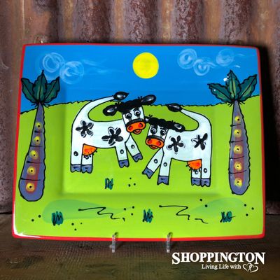 NZ Made Hand Painted - Platter - Twin Cows