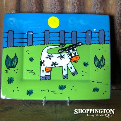 NZ Made Hand Painted - Platter - Cow (side facing)