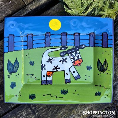 NZ Made Hand Painted - Platter - Cow (side facing)