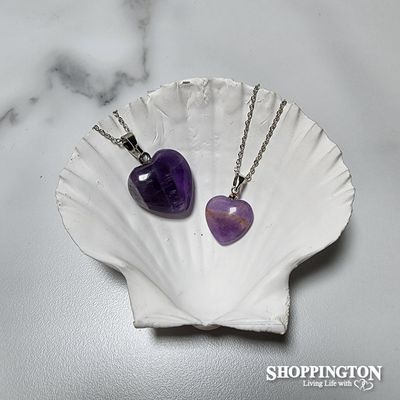 Necklace - Heart Shaped Amethyst 20mm