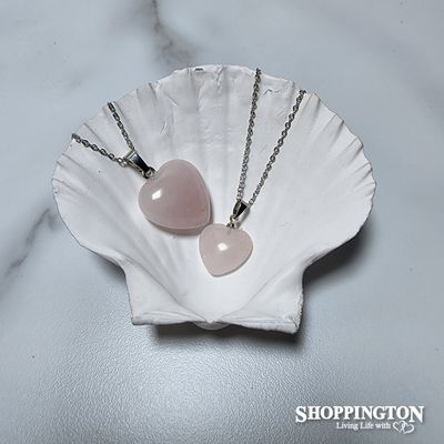 Necklace - Heart Shaped Rose Quartz 20mm