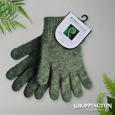 NZ Made Koru Knitwear - Possum Merino Gloves / Moss