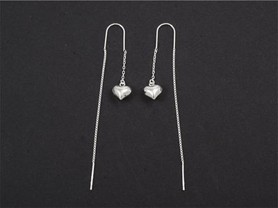Earrings - Heart 925 Sterling Silver Chain
