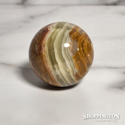 Green Banded Calcite Sphere